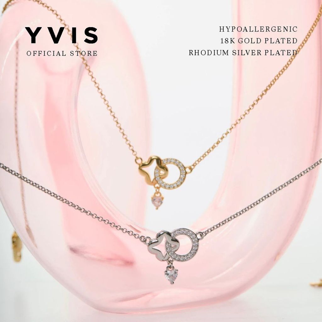 YVIS สร้อยคอเสมอ | สร้อยคอชุบทองผู้หญิง (ชุบทอง 18เค) สร้อยคอไฮโปอัลเลอร์เจนิก - สร้อยคอชุบเงินสตรีโ