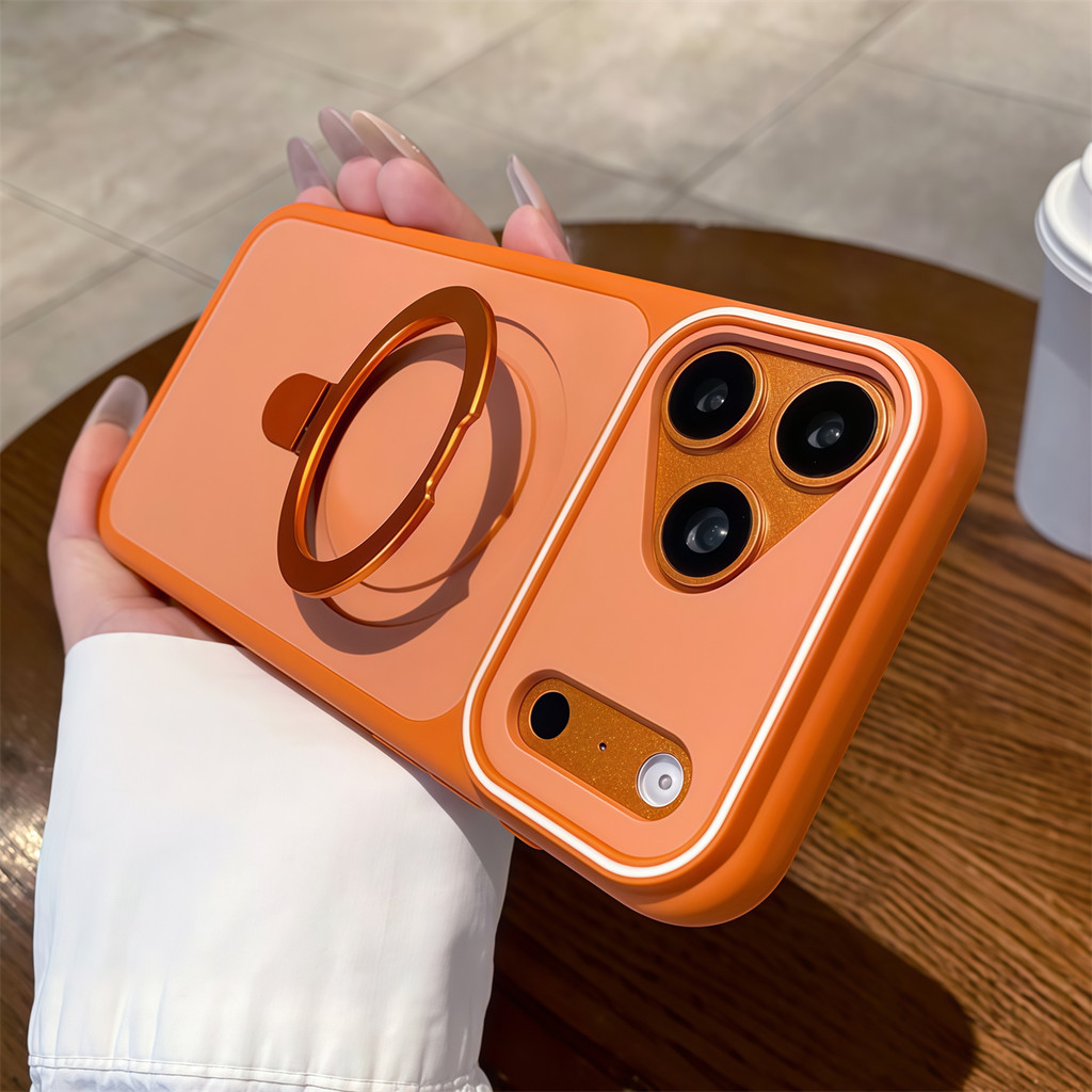 Flip Bracket เคสโทรศัพท์แม่เหล็กสําหรับ IPhone 17 Pro Max 11 12 13 14 15 16 Pro Max 2 in 1 ฝาครอบกันกระแทกปลอกแข็ง