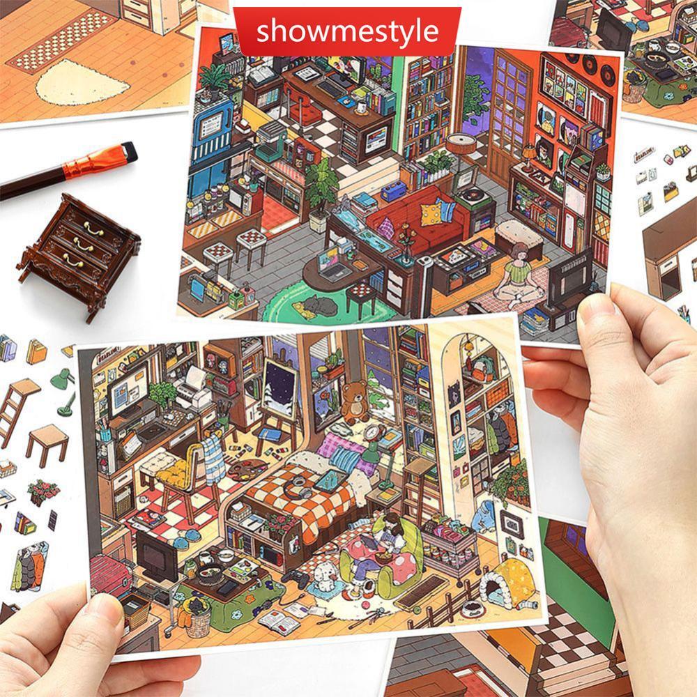SES MBTI Leisure Suite 3D Home Diary Landscape Sticker Miniature Scene DIY Pocket Cabin Scene Handma