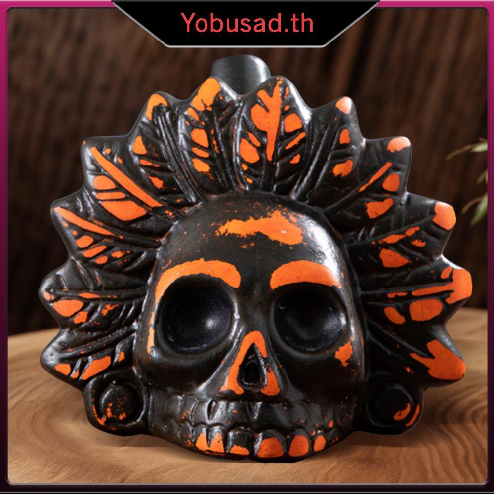 นกหวีด Aztec ของแท้ Loud Spooky Aztec Death Whistle สําหรับอุปกรณ์ประกอบฉากฮาโลวีน