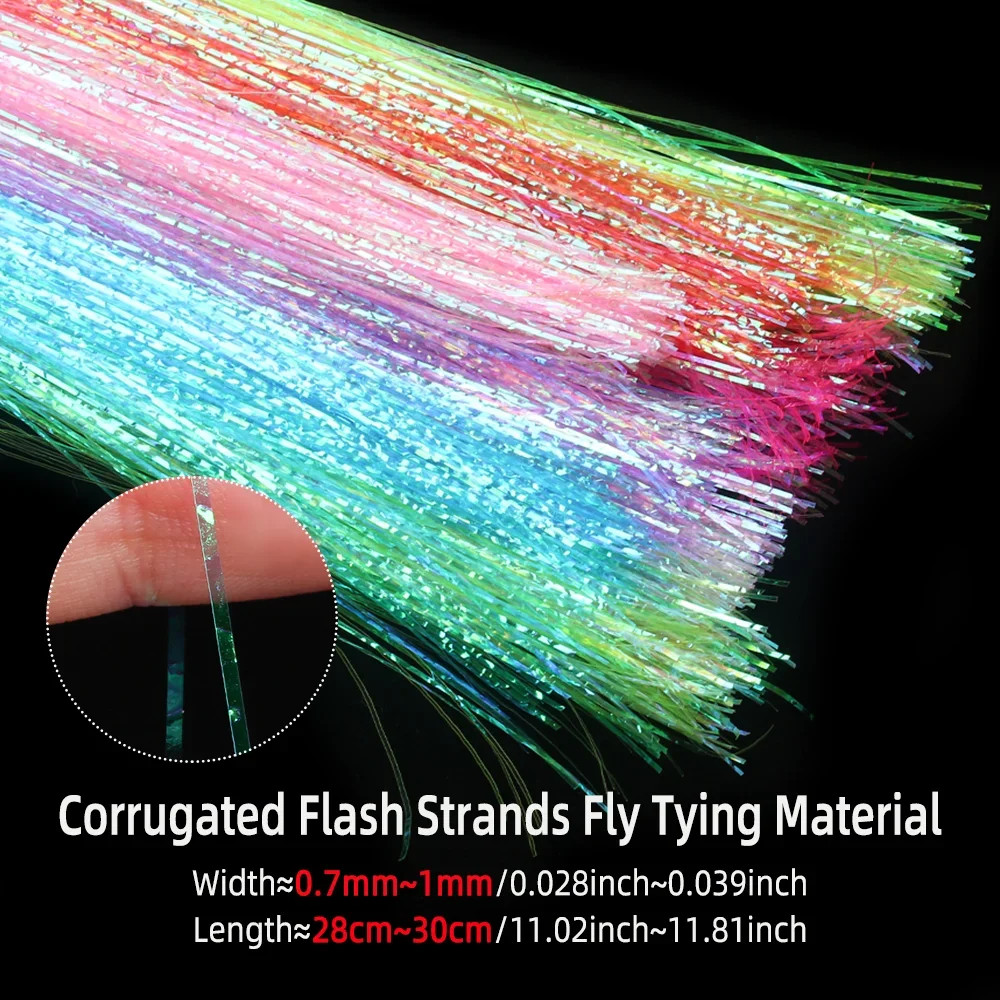 1 มม.Dightsral Scale Flashabou Strands Fly Tying วัสดุลูกฟูก Flashabou Tinsel Streamer Baitfish เหยื่อตกปลา