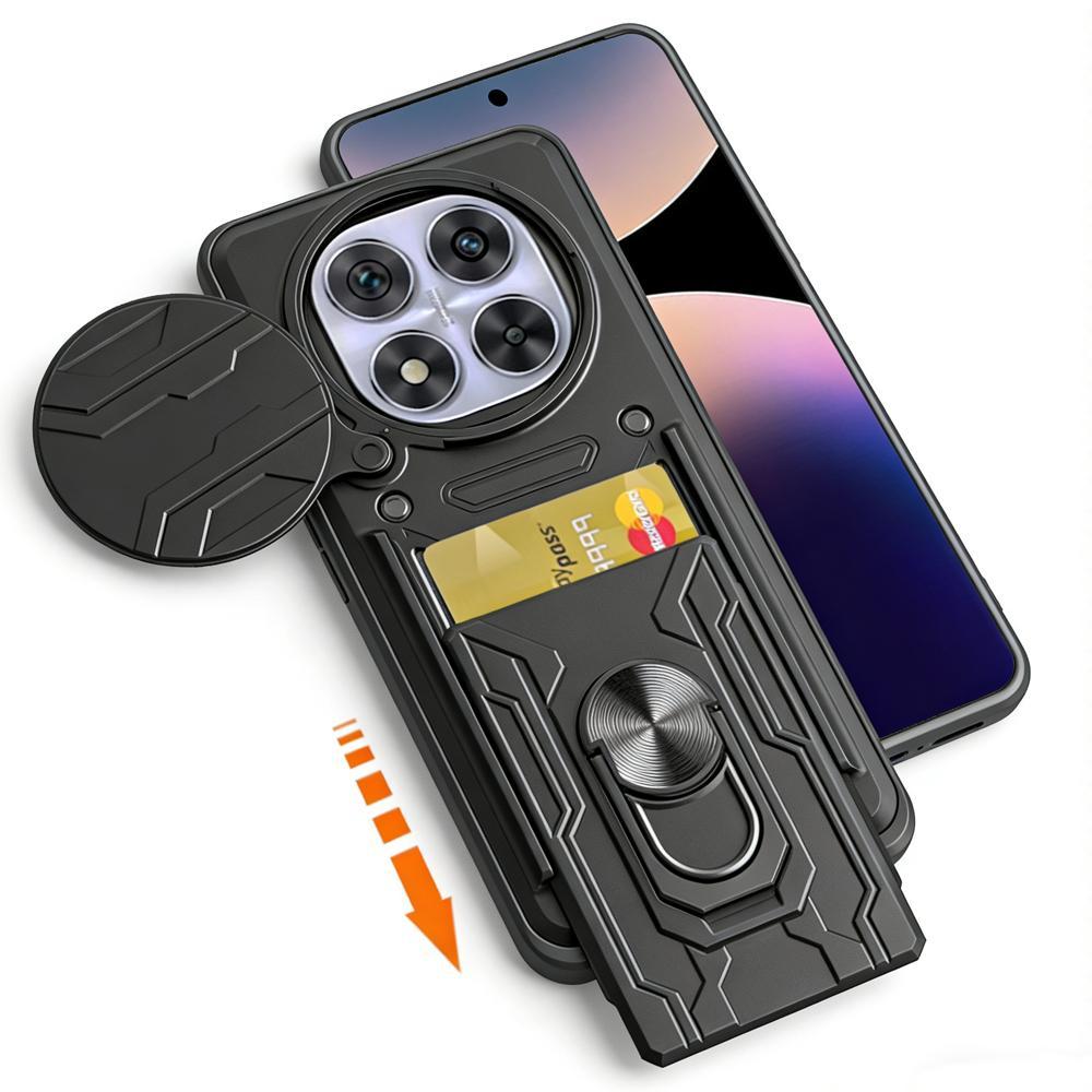 กันกระแทกป้องกันเคสโทรศัพท์หนักพร้อมขาตั้งและช่องใส่การ์ดเหมาะสําหรับ Xiaomi Redmi หมายเหตุ 15 Pro +