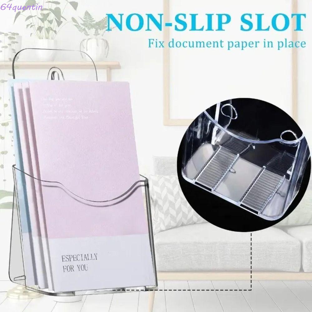 QUENTIN Pamphlet Holder, พลาสติกใส A6 Brochure Holder, เคาน์เตอร์สะดวกอะคริลิคแบบพกพา Flyer Display 