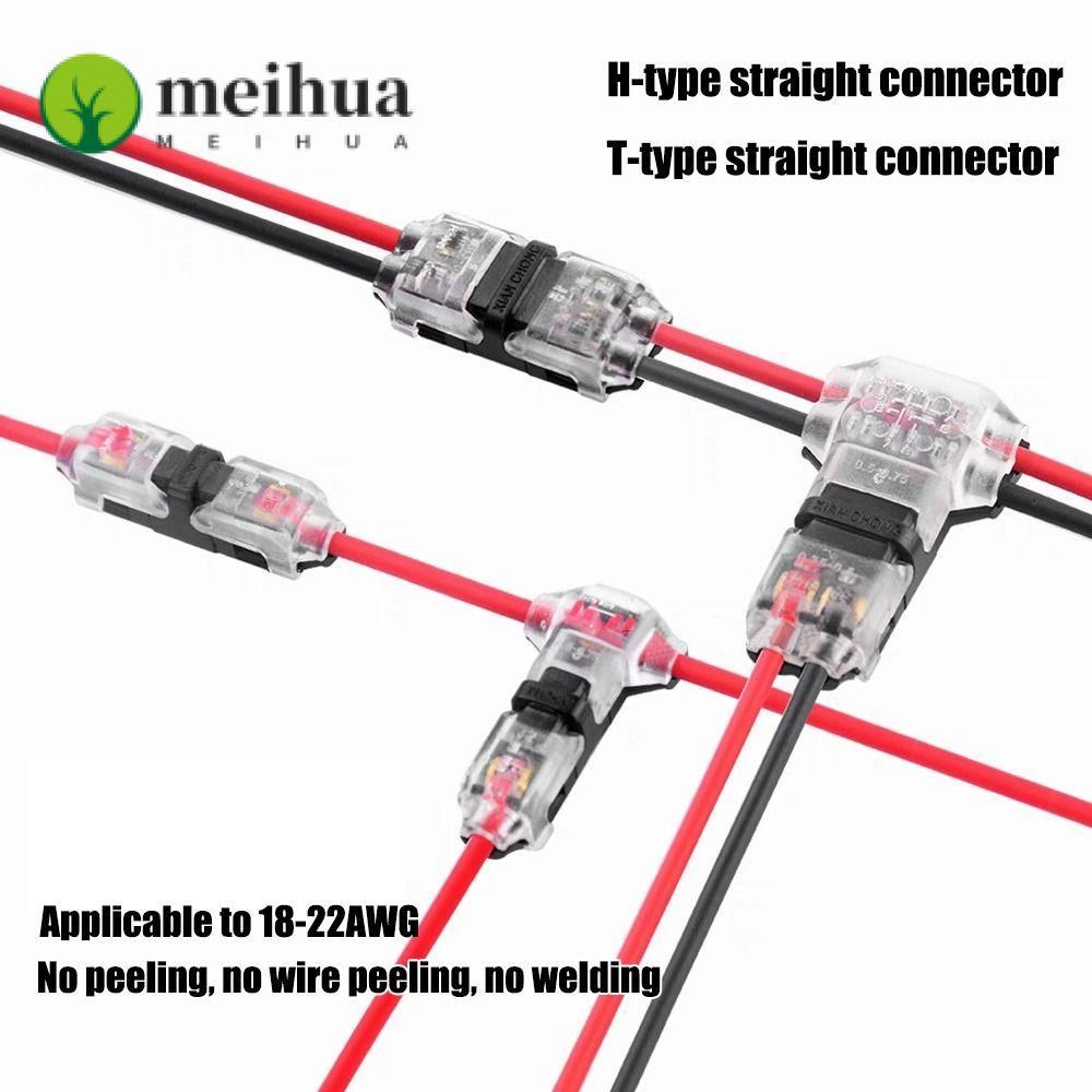 MEIHUA 1 ชิ้นสายไฟ Crimp,การเชื่อมต่อสายเคเบิล Strip 8-22AWG Pluggable Wire Connector, 2Pin สําหรับส