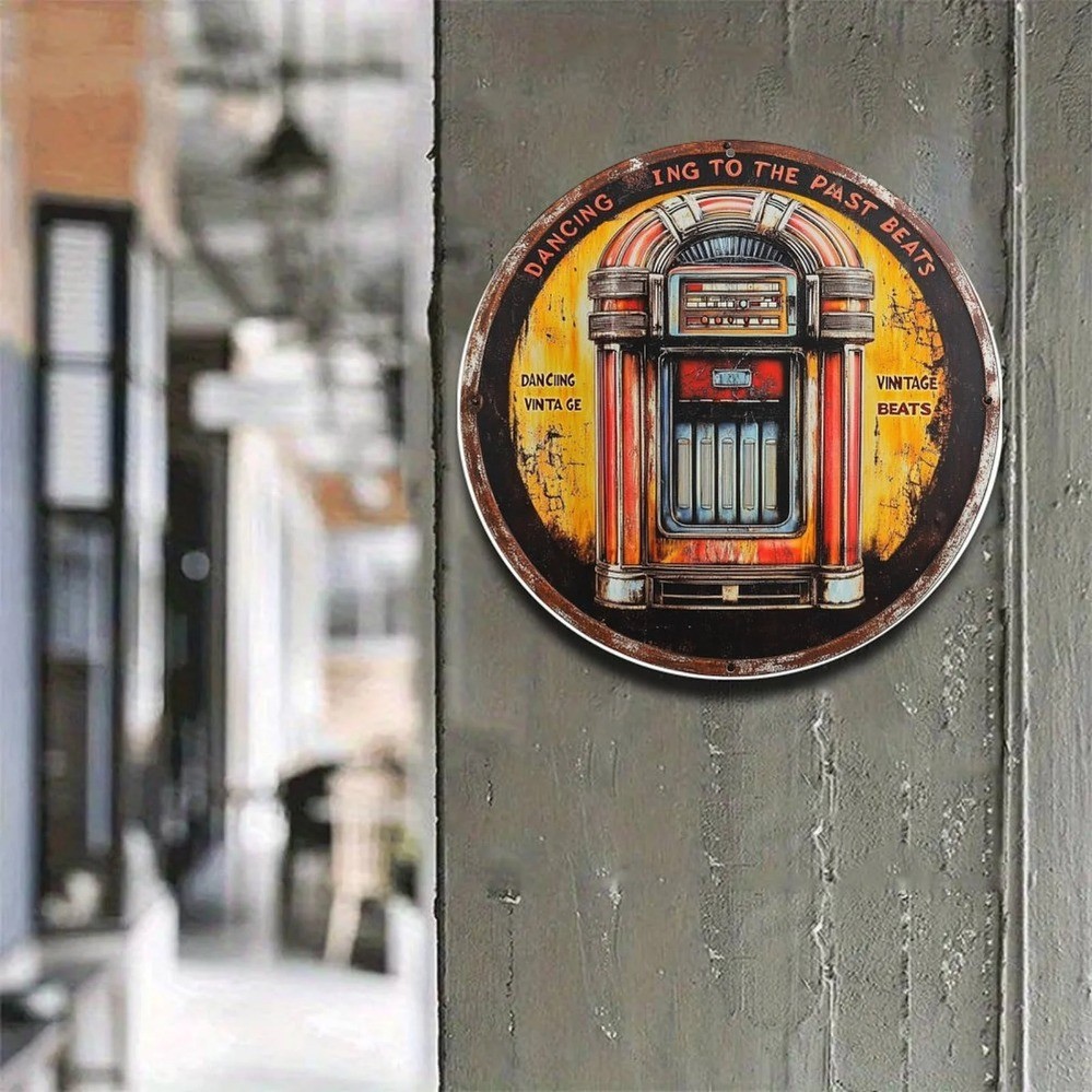 HELLOYOUNG Vintage Retro Jukebox Wall Art 8x8 นิ้วสีแดงสีดําสีเหลือง Music Decor พิมพ์