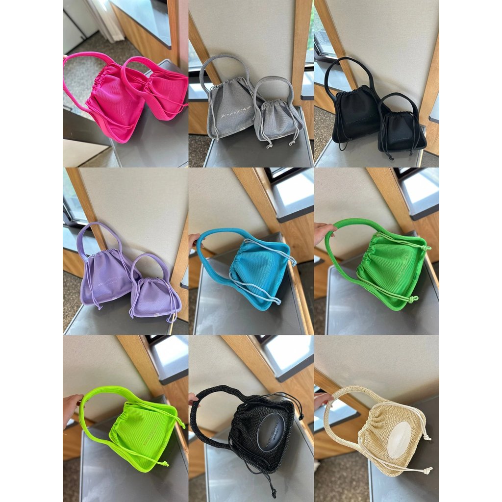 Alexander Wang Drawstring Bag กระเป๋าริบบอนKnit สะพายได้ทั้งวันและงานปาร์ตี้