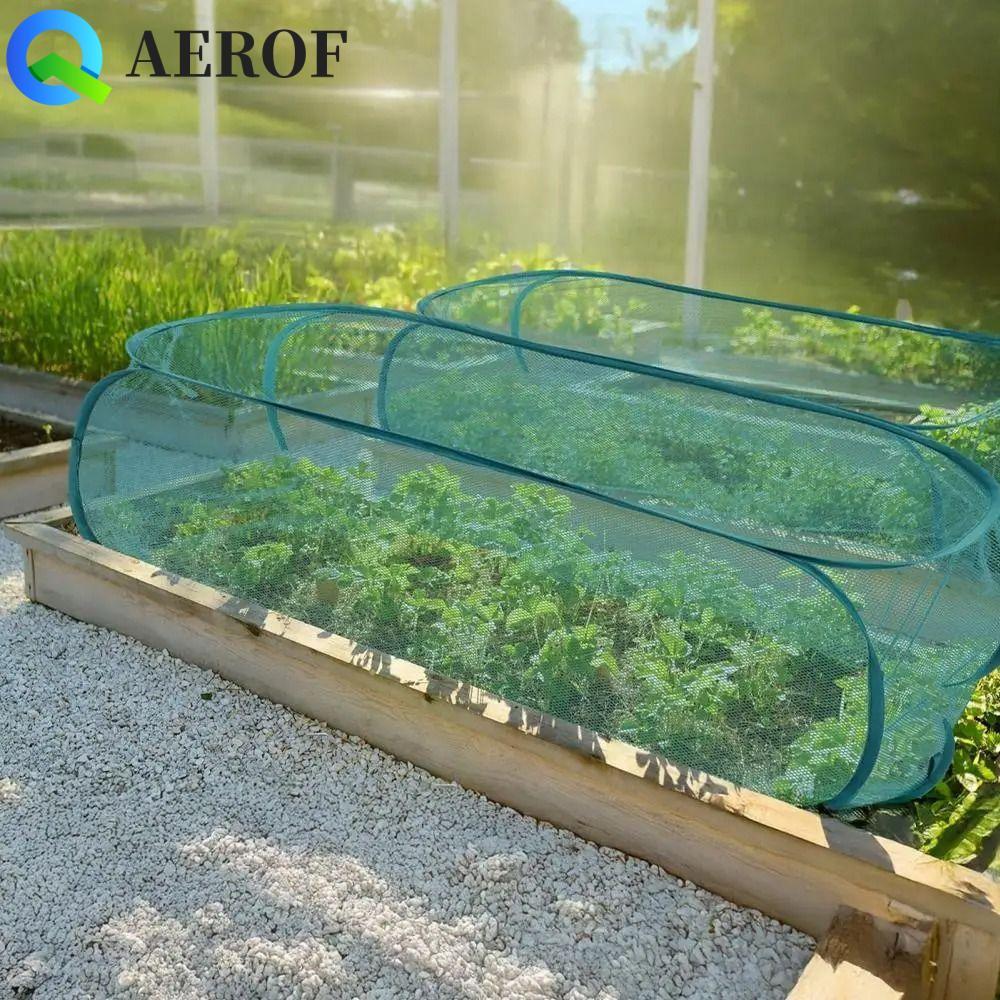 AEROF ผ้าคลุมแถวสวน, การควบคุมนกด้วยพื้นดิน Stakes ตาข่ายป้องกันพืช, การตั้งค่าง่ายพับยกเตียงตาข่ายพืชกรงดอกไม้เตียง