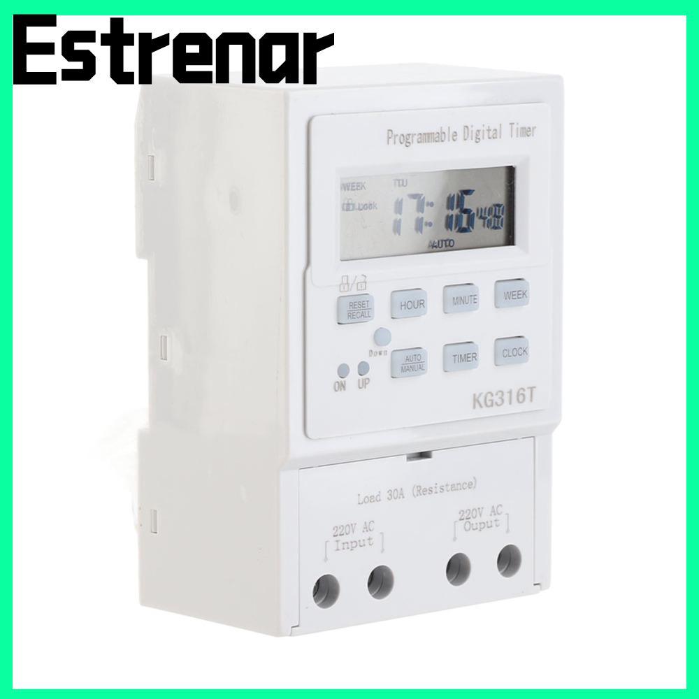 ESTRENAR Digital Timer Switch, 1W Power 30A Programmable Timer, Smart Home พร้อมจอแสดงผล LCD 1Min - 