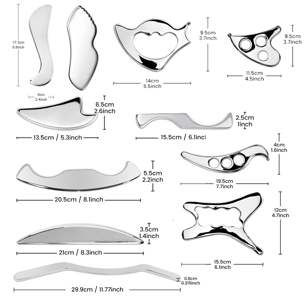 IASTM สแตนเลส Gua Sha Board Body Scraper นวด Anti-cellulite กล้ามเนื้อผ่อนคลายสําหรับไหล่แขนขาหลัง