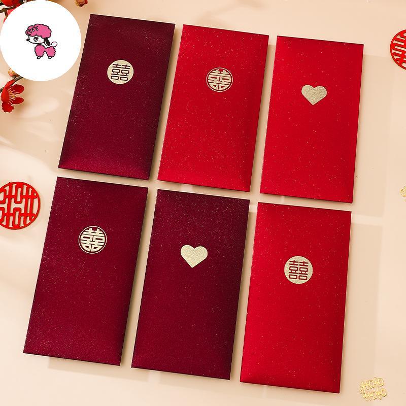 GRL 6 ชิ้น/Pa จีนซองจดหมายสีแดงปีใหม่เทศกาลฤดูใบไม้ผลิเด็ก Luy เงินซองวันเกิด Marry สีแดง Paget ของขวัญซองจดหมายกระเป๋าสีแดง TH