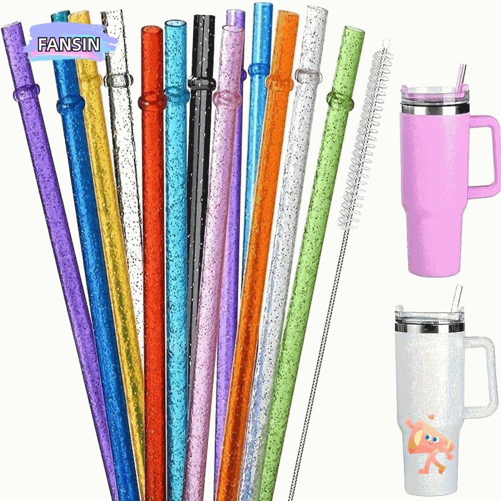 FANSIN 1PC Glitter Straw, รถ Travel Cup Straw แบบพกพาผงทองหลอดพลาสติก, ของขวัญนํากลับมาใช้ใหม่ถ้วยอุ