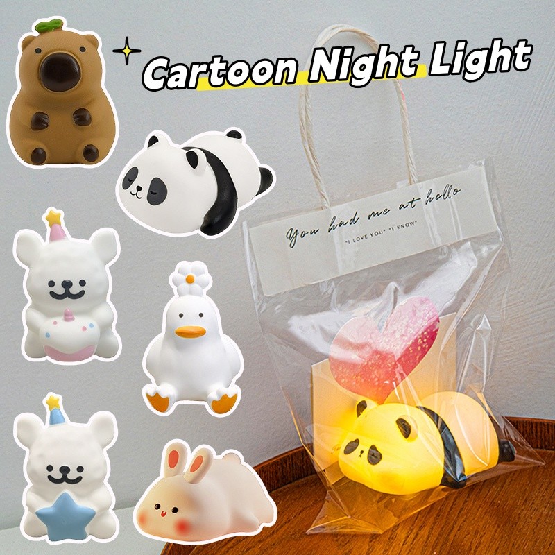 โคมไฟกลางคืนแพนด้าน่ารัก พร้อมถุงของขวัญ การ์ด สำหรับวันวาเลนไทน์ ของขวัญวันเกิด ลายกระต่าย หมา เป็ด