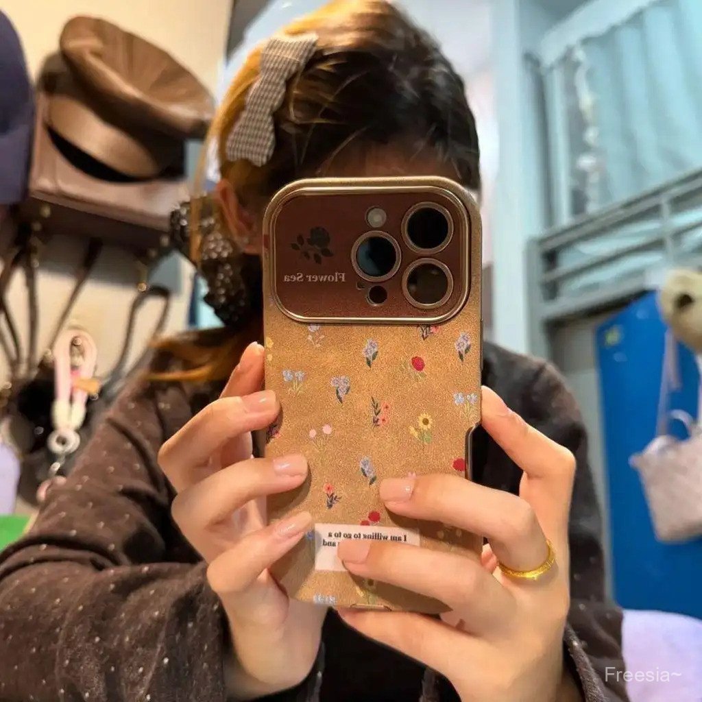 IPhone 13 14 15 16 11 12 Pro Max Plus กรณี Soft TPU Retro ดอกไม้ขนาดเล็กฝาครอบโทรศัพท์สําหรับผู้หญิงสาวฤดูใบไม้ร่วงฤดูหนาวน่ารักรูปแบบกันกระแทก Scratch ทน Air การกระจายความร้อน Prot