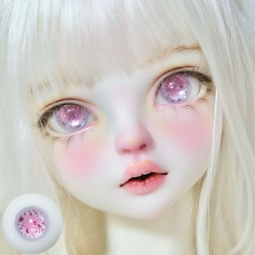 [แค่ลูกตาไม่รวมตุ๊กตา] BJD Glass Eyeballs Eyes Pink Silver Foil All-Match 12mm14mm16mm18mm