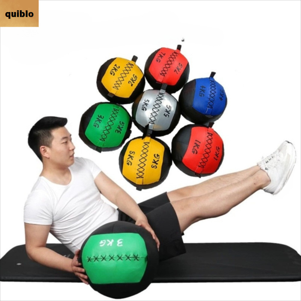 QUIBLO Medicine Ball, 2/3/4/5KG สีสันออกกําลังกาย Ball, Creative Muscle Relaxation Core Training PU หนังโยคะ Ball อุปกรณ์กีฬา