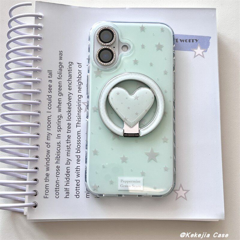 เคสแม่เหล็ก Green Star Love วงเล็บพับ Samsung S26 S22 S23 S24 S25 ultra Girl Love Simple S25FE ใหม่เคสโทรศัพท์ป้องกันกรณี S24FE