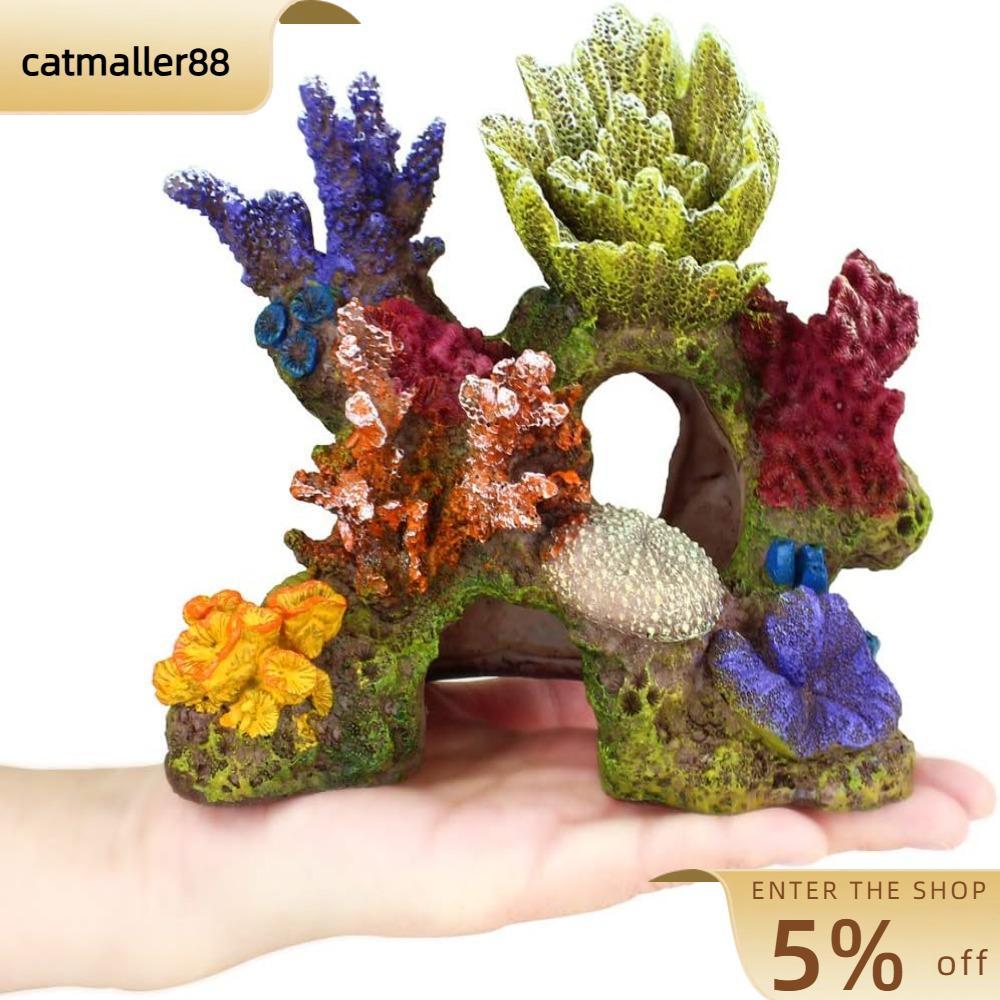 CATMALLER88 Aquarium Decor, Mountain Cave ประดิษฐ์เรซิ่นเครื่องประดับปะการัง,เล่นปลา Hideout Polyres