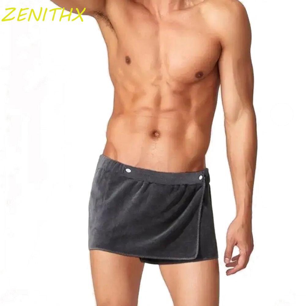 ZENITHX Men Wearable Bath Towel, Long Solid Color Shower Towel, Soft Wearable Short Towel Pant Home