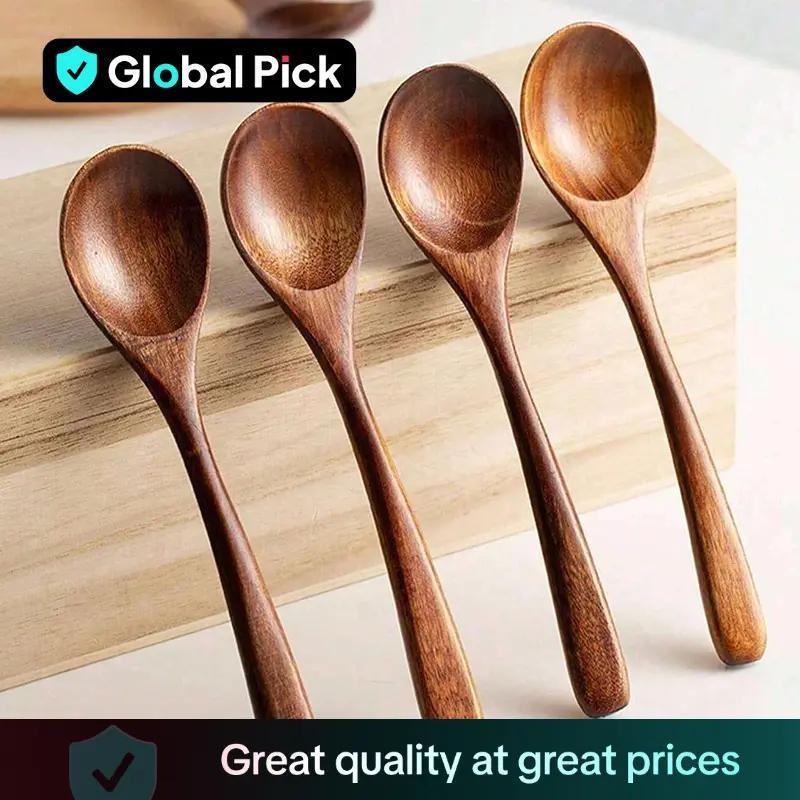 ชุดช้อนไม้,4/6Zhiduo ช้อนทําอาหารด้ามยาวที่เป็นมิตรกับสิ่งแวดล้อมที่ทนทานเป็นพิเศษ,สําหรับการใช้งานใ