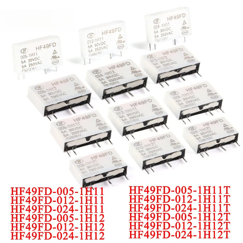 5 ชิ้น/1 PC รีเลย์ HF49FD HF49FD-005 HF49FD-012 HF49FD-024 1H11 1H12 1H11T 1H12T DC 5V 124V 5A 4Pin 