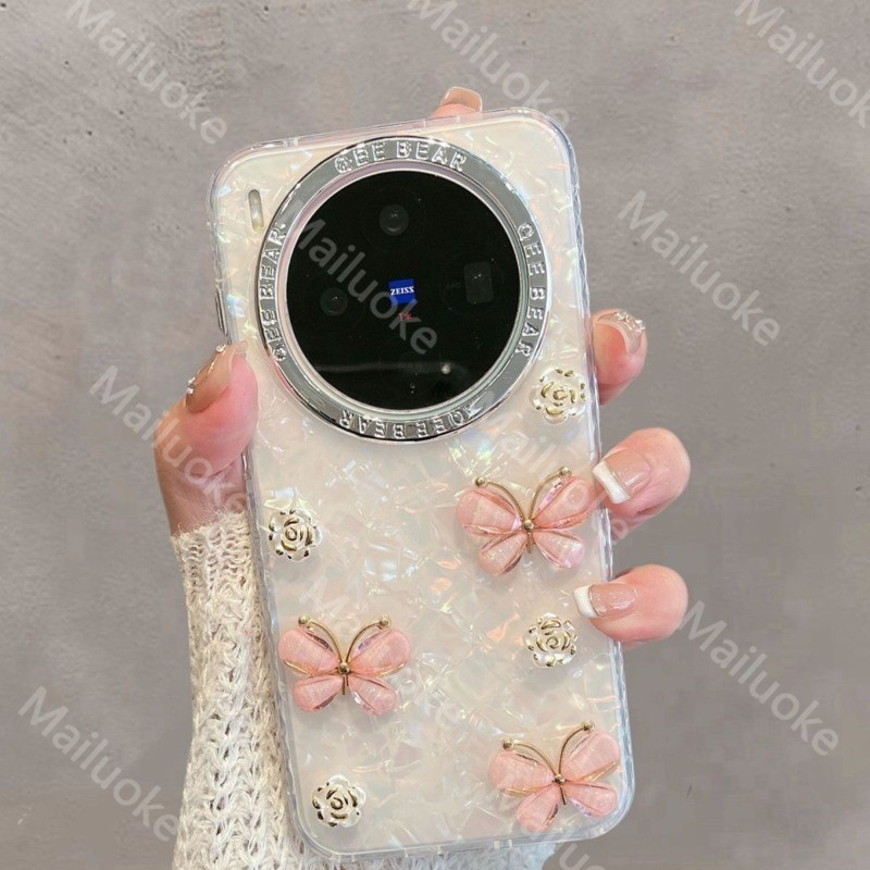 สําหรับ Vivo X300 5G กรณี Vivo X300 Pro หรูหรา 3D ผีเสื้อ Hard Shell เคสโทรศัพท์กันกระแทก