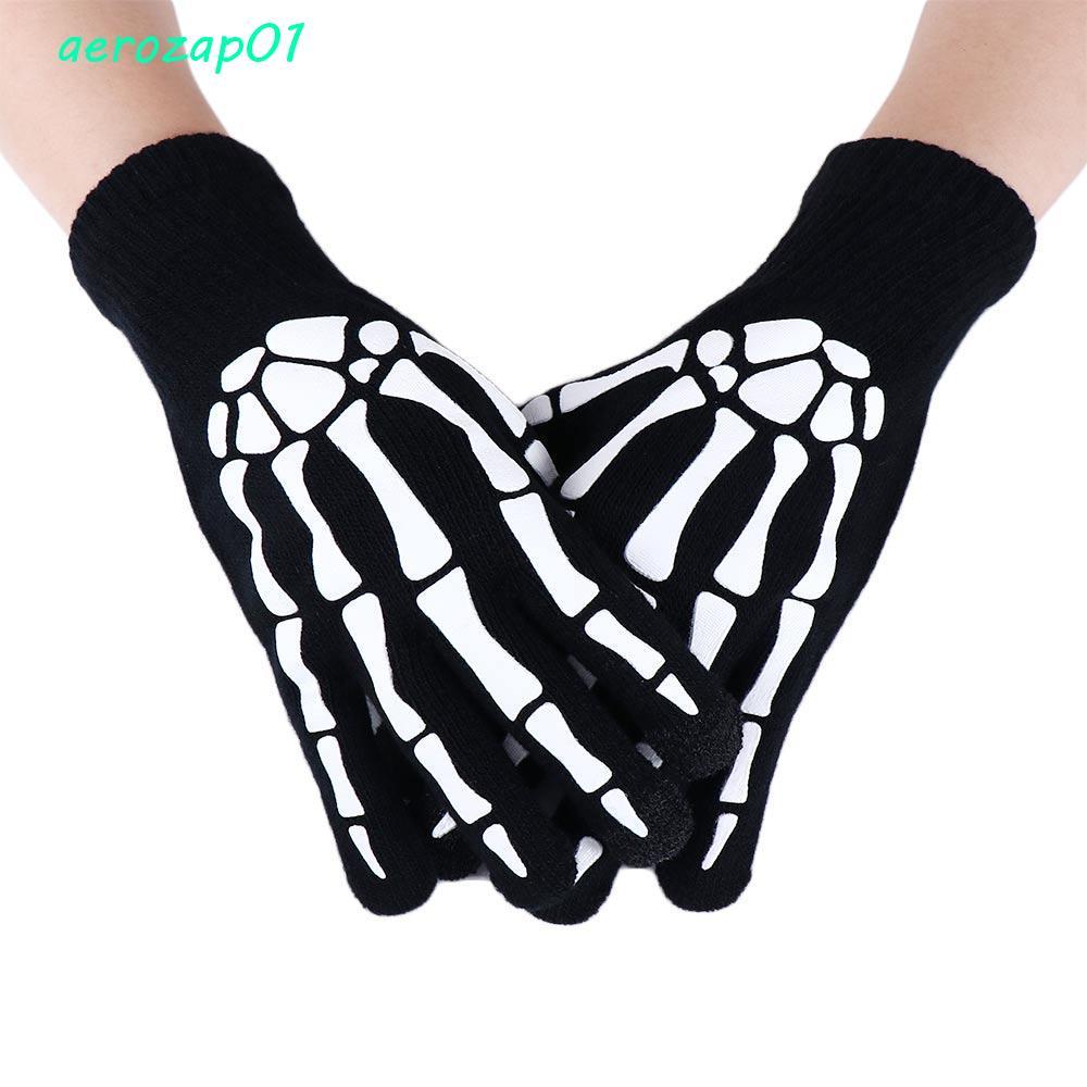 AEROZAP ถุงมือเต็มนิ้วถุงมือเครื่องแต่งกาย Cool Horrible Keep Warm Skeleton Hand Bone Outdoors ชายถุงมือครึ่งนิ้ว