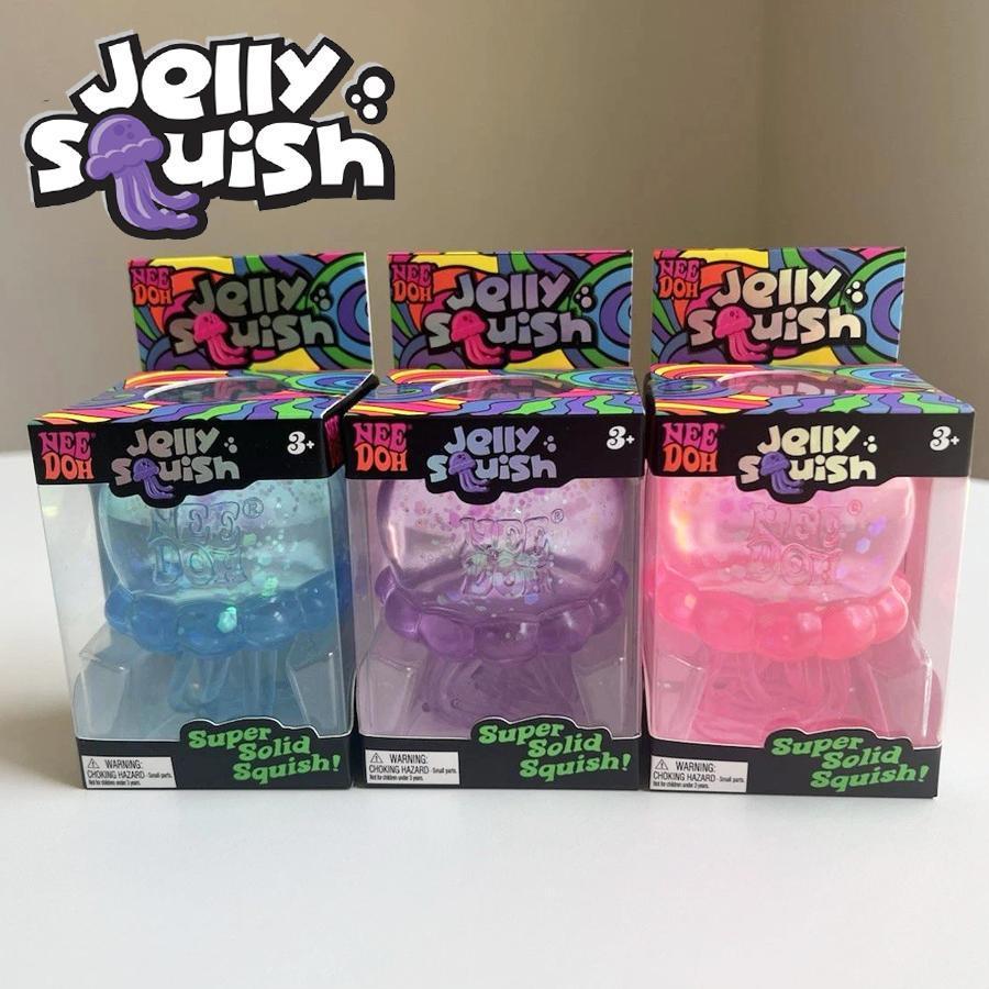 Schylling Nee Doh Jelly Squish Sparkly สีฟ้าสีม่วงสีชมพู Squishy แมงกะพรุน Sensory ของเล่นบีบความเครียด Reliever