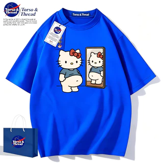 Torso & Thread เสื้อยืดผู้ชายเท่ๆ 100％cotton แฟชั่นเสื้อ summer สบายๆ เสื้อ oversize Hello Kitty