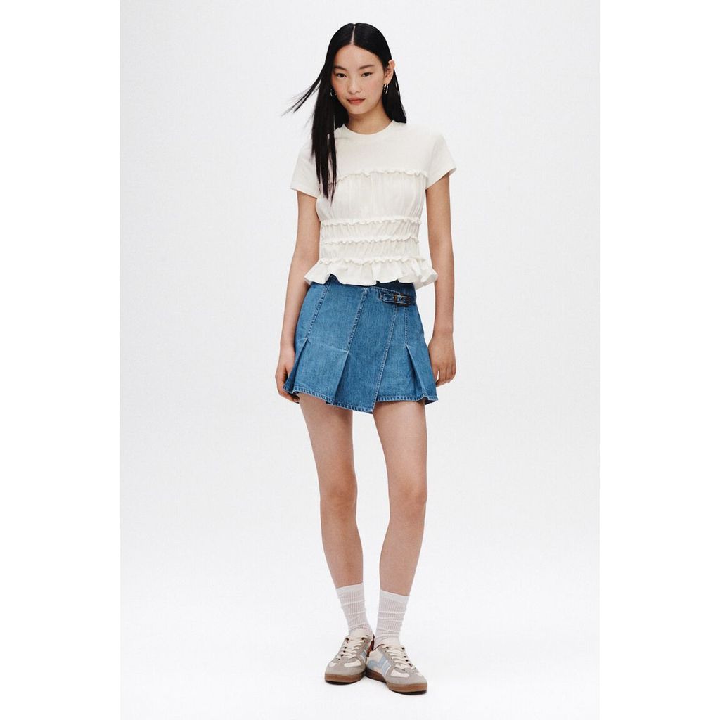 H&M(เอชแอนด์เอ็ม) เสื้อคอตตอนตกแต่งระบาย Women Frill-trimmed cotton top 1324119_1