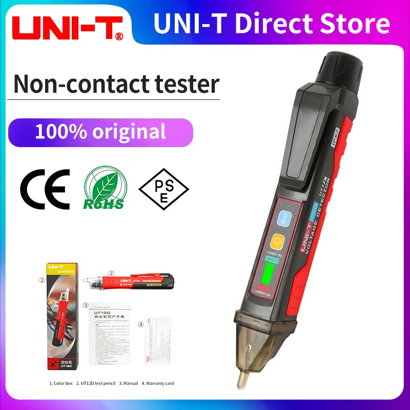 UNI-T UT12D UT12E UT12M Non Contact เครื่องตรวจจับแรงดันไฟฟ้าปากกาสูงและต่ํา Dual Mode 1000V ดินสอไฟ