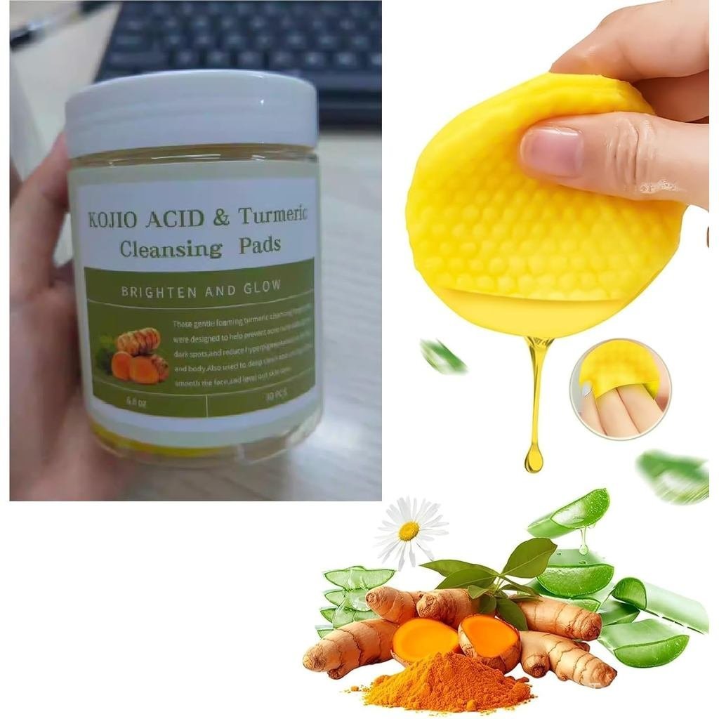 Kojic Acid and Turmeric Skin Cleaning Wipes, Kojic Acid and Turmeric Cleansing Pads, Turmeric Kojic 