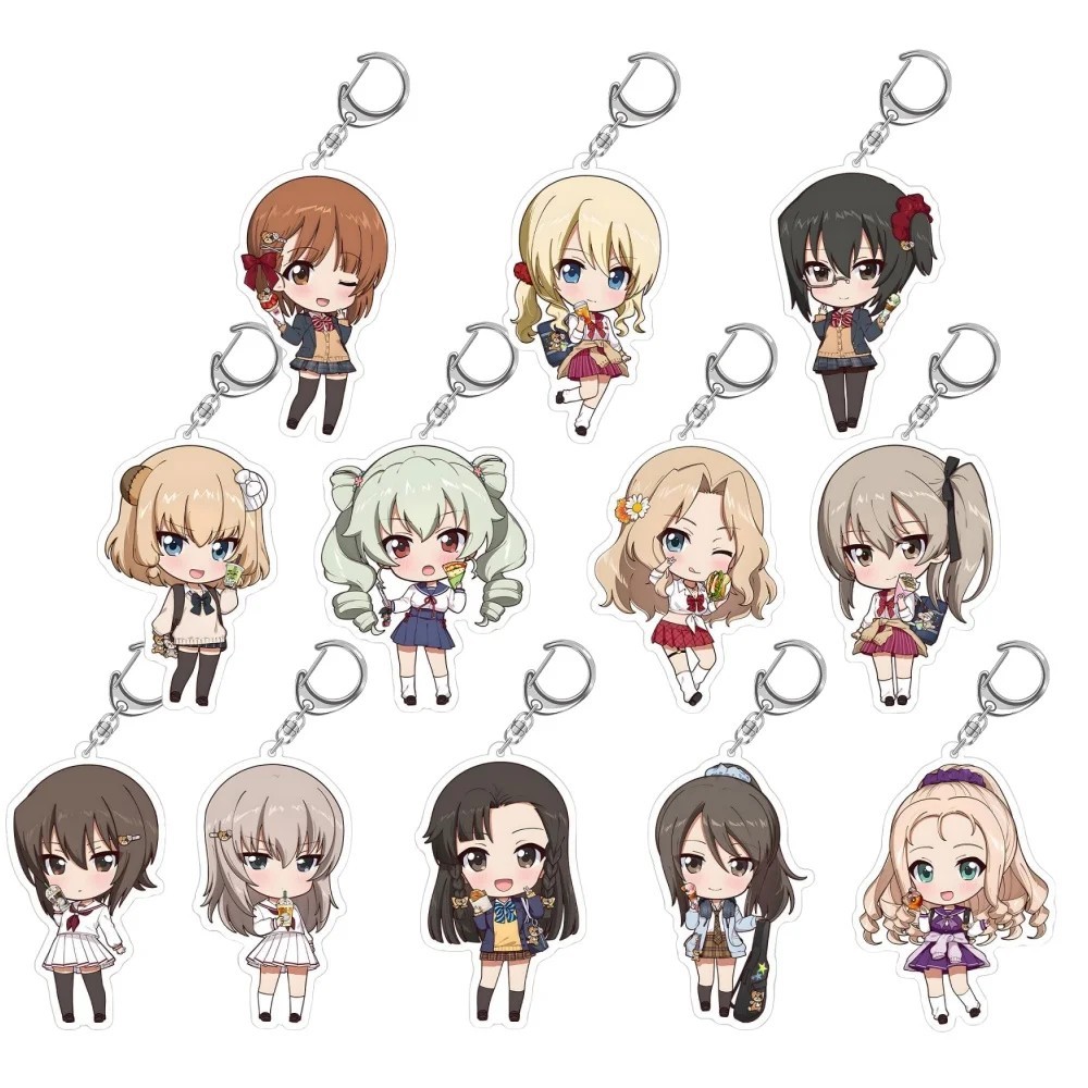 Mica พวงกุญแจ Anime Girls und Panzer das Finale น่ารัก Miho Saori Hana Mako Aki Kei Mika Chibi ตกแต่งของขวัญ