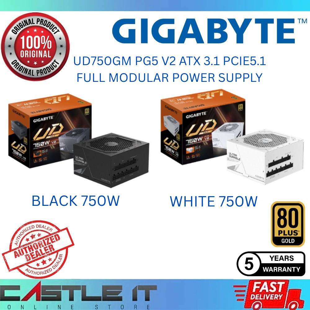Gigabyte UD750GM PG5 V2 750W 80+ Gold ATX 3.1 PCIe 5.1 PSU แบบแยกส่วน