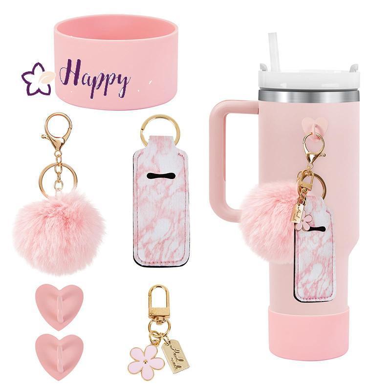 <Happybay> 6 ชิ้นชุดอุปกรณ์เสริมขวดน้ํารองเท้า Mini Hooksti แขนกระเป๋า Pom Daisy Charm พวงกุญแจสําหรับ Stanley Tumbler ลดราคา