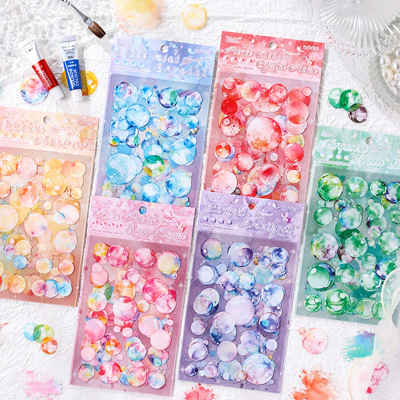 สติ๊กเกอร์บัญชีมือ แก้วสี Candy Heart Series สติ๊กเกอร์สัตว์เลี้ยง สติ๊กเกอร์ฟิล์มตัด สร้างสรรค์ คู่มือ วัสดุ