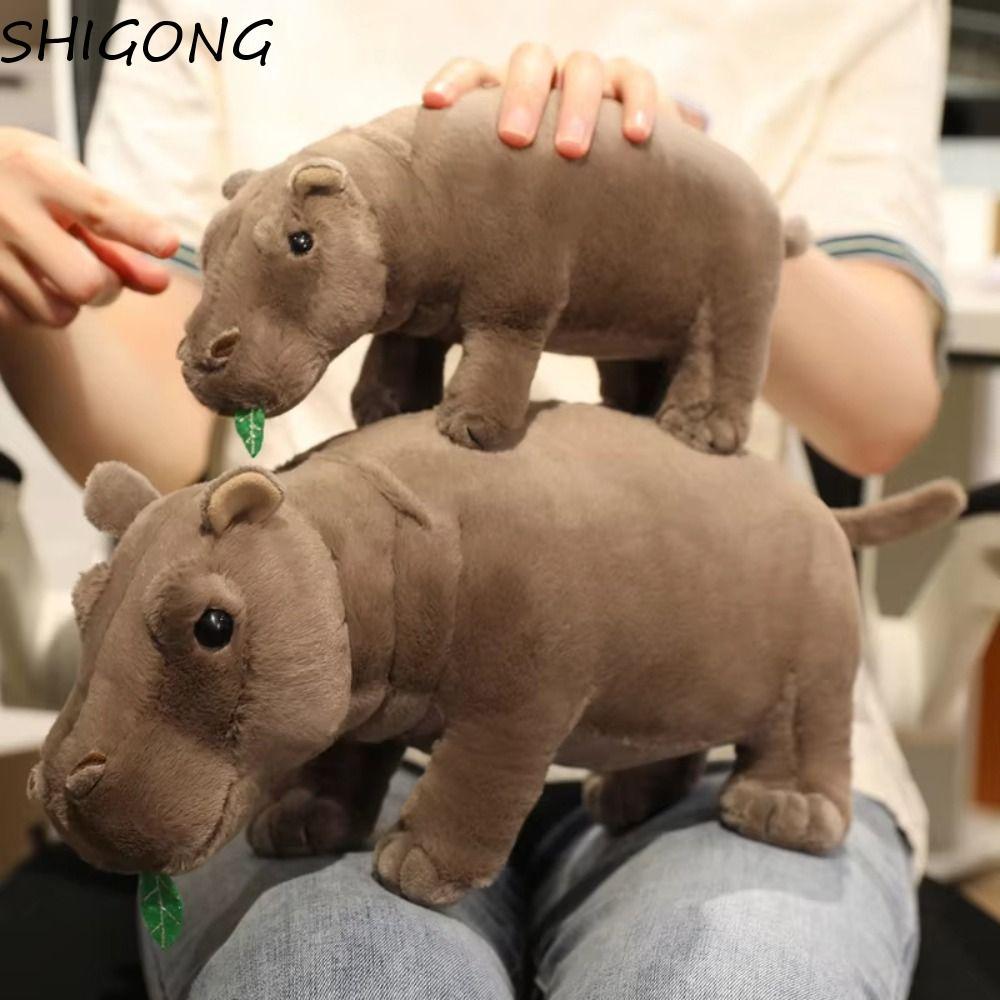 SHIGONG Hippo Plush Toy, ตุ๊กตาจําลองตุ๊กตา Hippo ตุ๊กตา, ตุ๊กตาสัตว์การ์ตูน 20 ซม.Realistice Hippop