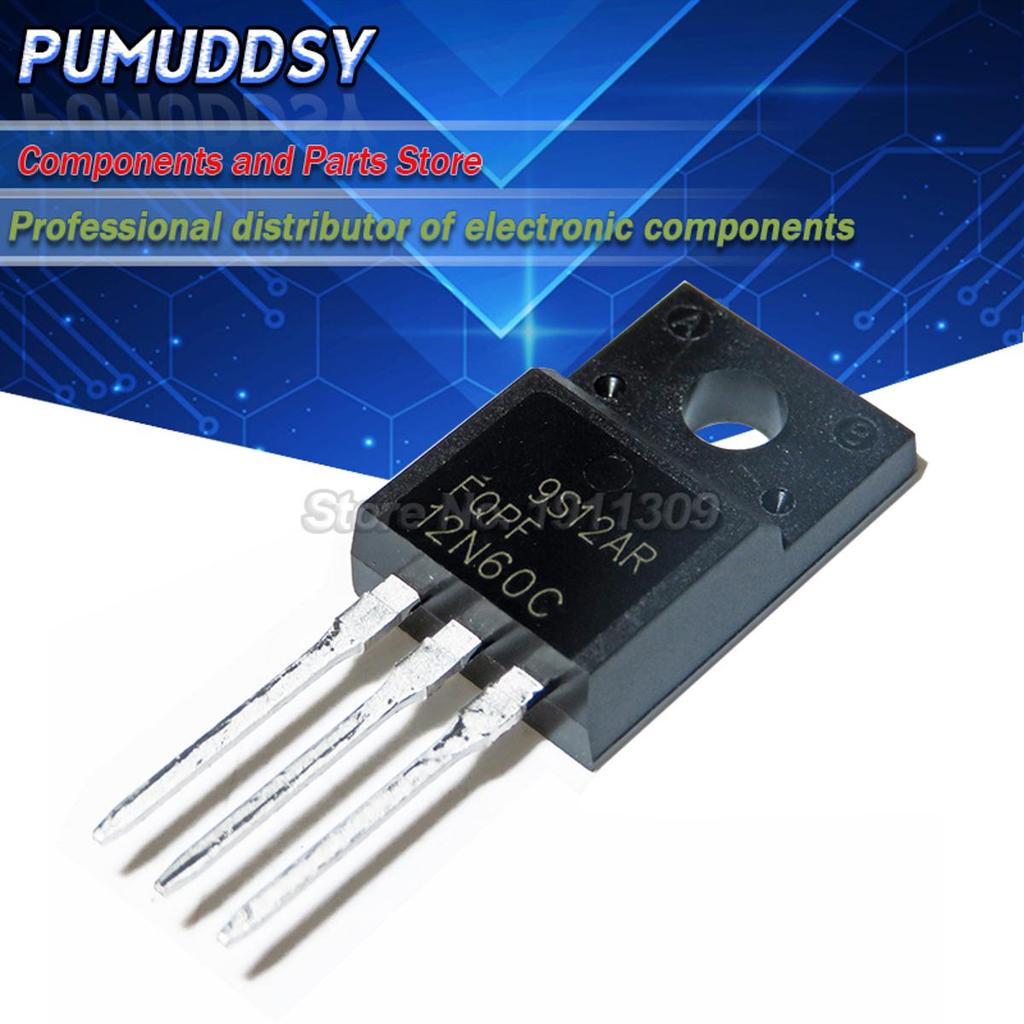 10PCS FQPF12N60C 12N60 TO-220F ทรานซิสเตอร์ ตะไคร่น้ํา IC