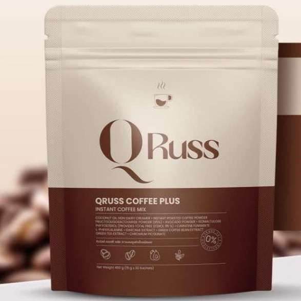 กาแฟคิวรัสส์ QRUSS COFFEE ใช้ซูคราโลสแทนน้ำตาล  เข้มข้น กลมกล่อม