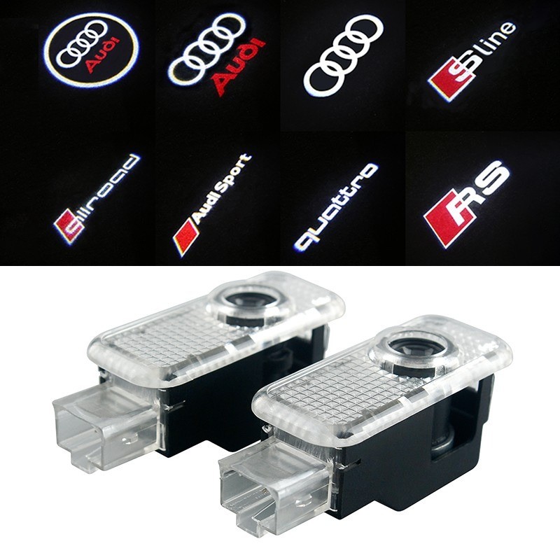 พร้อมส่ง Audi A1 A3 A4 A5 A6 Q7 TT B5 B6 B7 B8 C5 C6 C7 8L โลโก้ led โปรเจคเตอร์ไฟสําหรับติดประตูรถ 