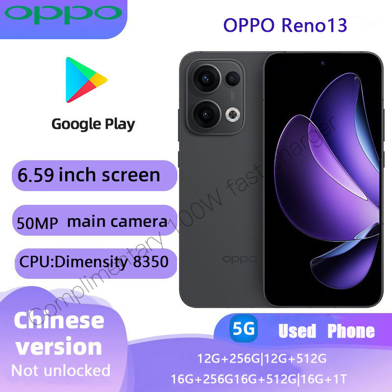 ใช้ OPPO Reno13 Dimensity 8350 5600mAh โทรศัพท์หน้าจอสมาร์ทโฟนรองรับ Play Store