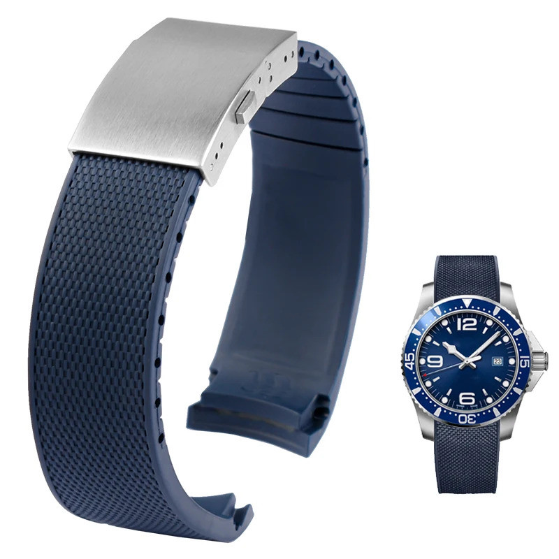 ยางสายนาฬิกาซิลิโคนกันน้ําสําหรับ Longines สําหรับ Conquest HydroConquest L3.742 782 Series 21 มม.