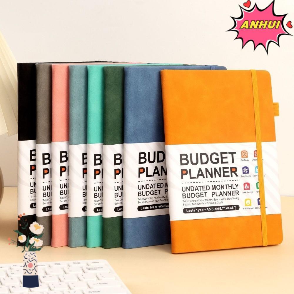ANHUI Schedule Books, A5 English Notepad เงินสด Budget Planner Notebook, Multifunctional แบบพกพา Bud