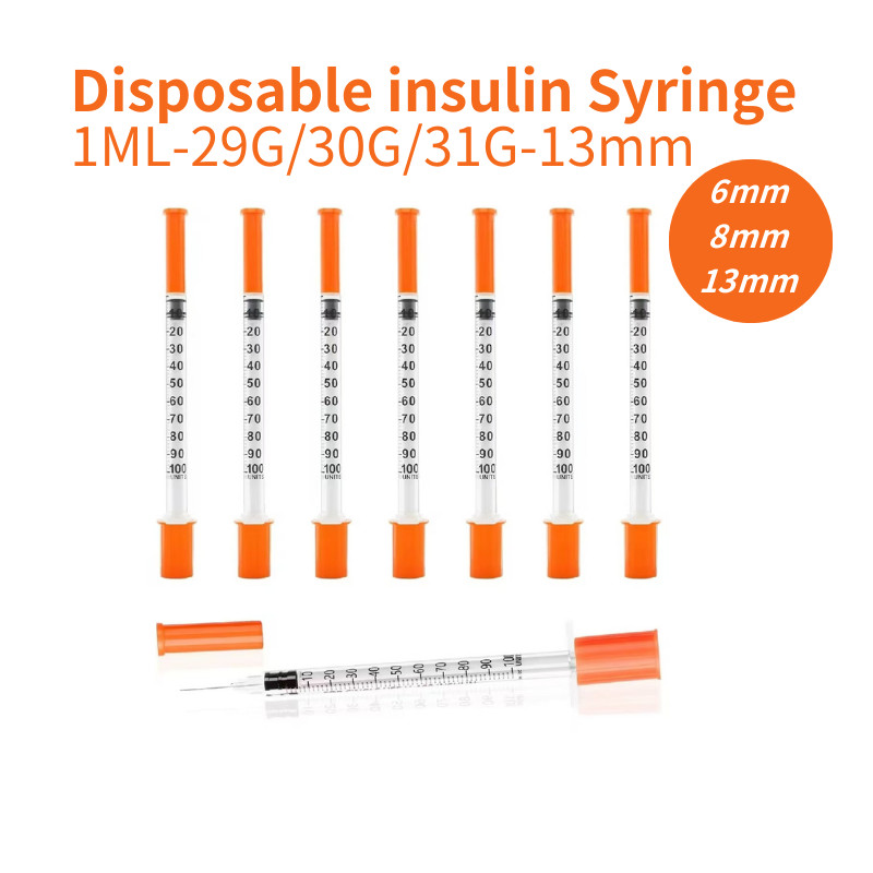 20pcs 1 ml/cc-29G/30G/31G*13 มม.สีส้ม insulin Syringe ,ทิ้งฆ่าเชื้อแต่ละบรรจุสําหรับใช้ Lab,คู่มือ,ก