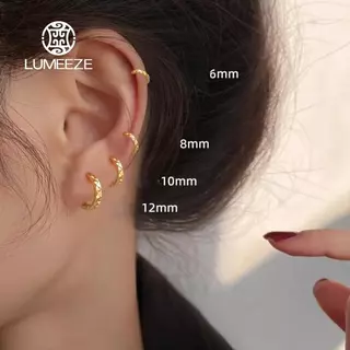 LUMEZE Gold Zircon พื้นผิวรอบ Hoop ต่างหูผู้หญิงอินเทรนด์เครื่องประดับ Fine Minimalist อุปกรณ์เสริม EH-056 #