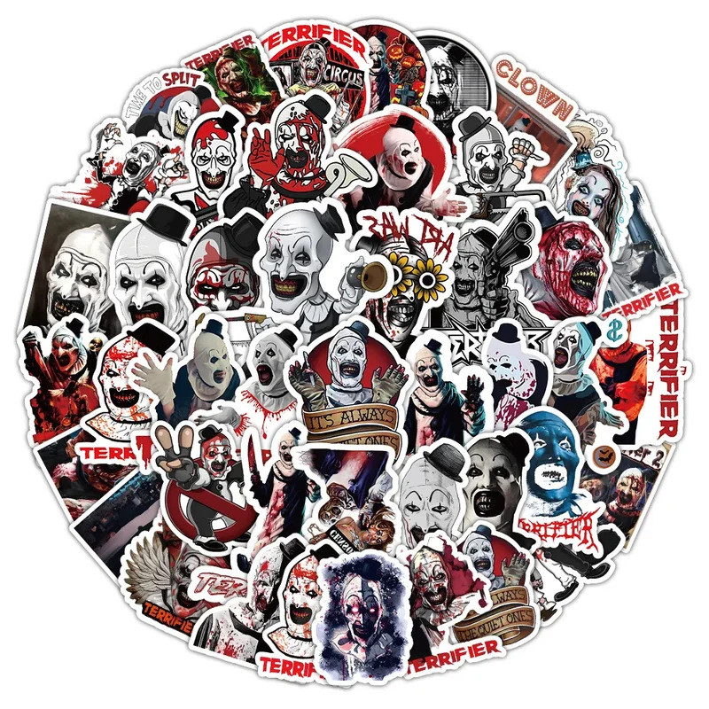 53PCS Terrifier Stickers Hardcore Movie Sticker DIY Scrapbook Luggage Laptop Phone Guitar Car Bike S
