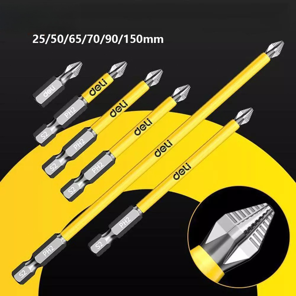 25-150 มม.ไขควงแม่เหล็กบิตโลหะผสมเหล็ก Anti-SLIP ยาวเจาะ Bits PH2 Impact ไขควงบิตสําหรับไม้เครื่องมือ