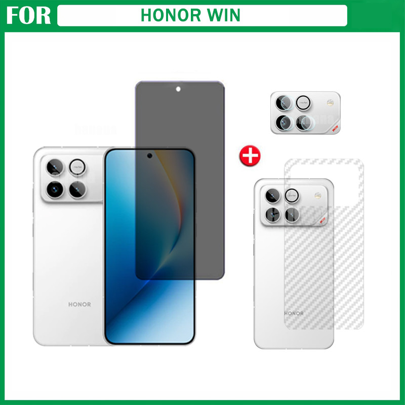 Honor Win /Win RT 500 400 Lite X7B X7C X7D Anti-Spy กระจกนิรภัยป้องกันหน้าจอ 3IN1 ชุดพร้อมฟิล์มเลนส์