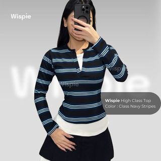 Wispie High Class Top | Striped Knit Top Wanita