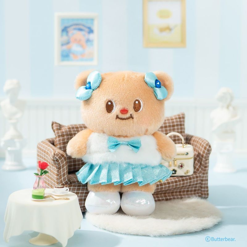 Butterbear Butterbear Butterbear Bow Plush จี้ตุ๊กตาน่ารักกระเป๋าเป้สะพายหลังจี้