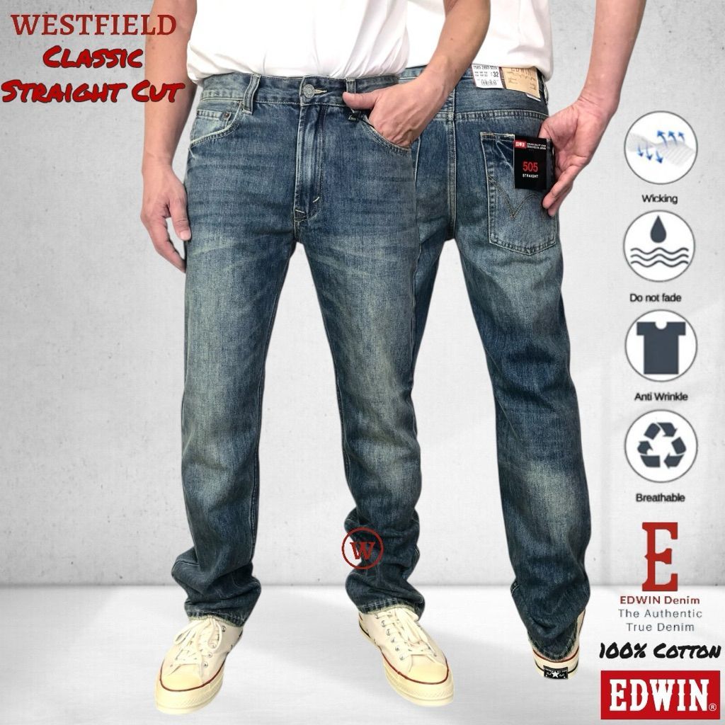 ยี่ห้อใหม่ 505 EDWIN Mens 505 Rusty Vintage Real Denim Straight Cut Jeans ( 7505 2883 )